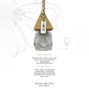 LOVE Wooden and Glass Pendant Car Fragrance Oil Diffuser Refillable Bottle